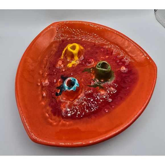 California Pottery Other - Vintage California USA Pottery Lava Glaze Volcano Ashtray Trinket Dish MCM Retro